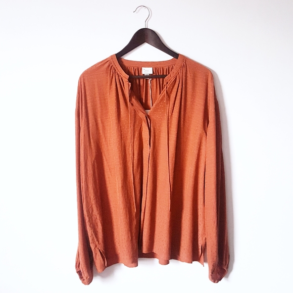 a new day Tops - Burnt Orange Long Sleeve Blouse